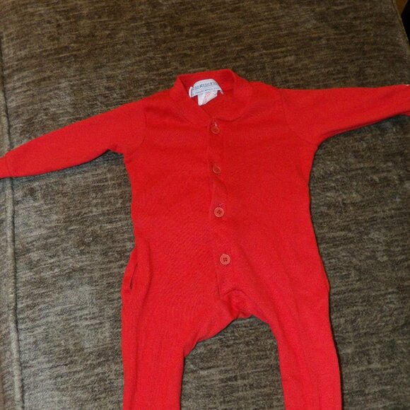 Baby OshKosh B’Gosh Red Long Thermal Union Suit Drop Seat 6-9 Months Vintage
